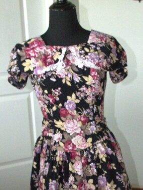 Vintage Disorderly Conduct Floral Midi Dress Floral Print Flouncy Skirt size 14